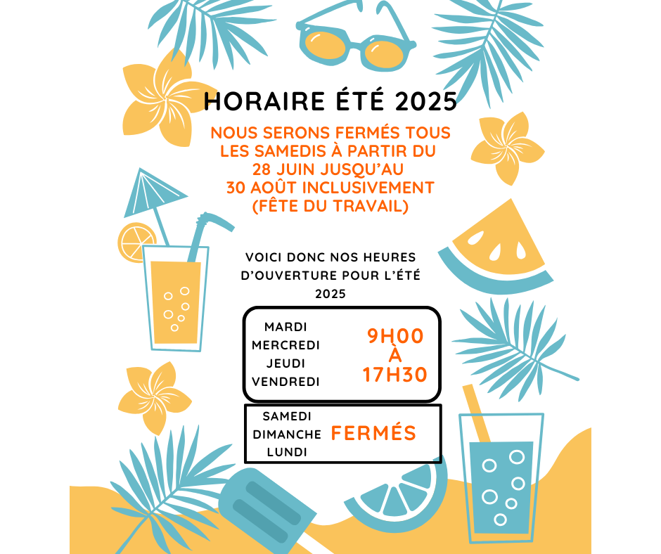 Nos heures douvertures été 2025 Publication Facebook